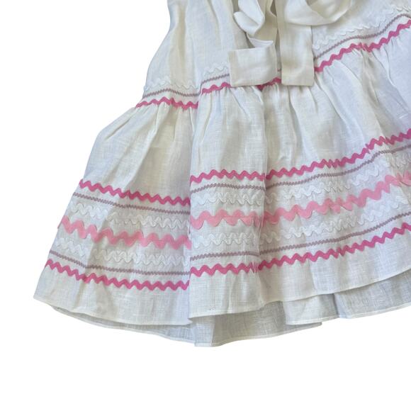 Lisa Marie Fernandez Ric Rac Linen Dress White Pink - Picture 5 of 8